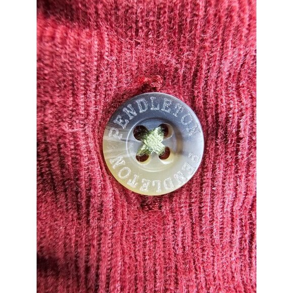 Pendleton Size Medium Mens Burgundy Corduroy Button Down Long Sleeve Shirt - Picture 7 of 10